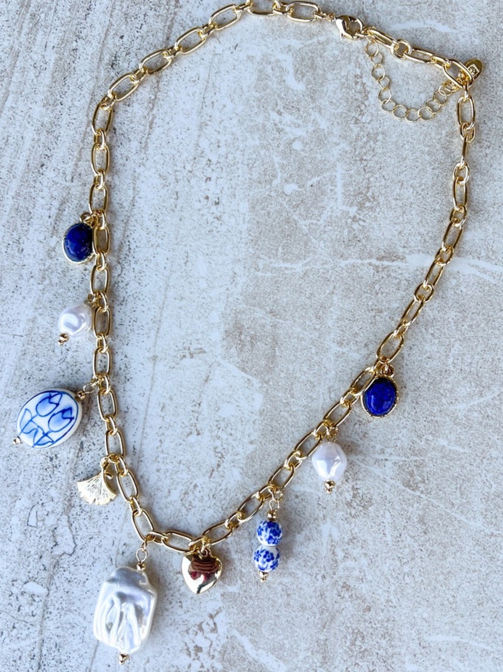 Coastal Blue/White Charm Necklace